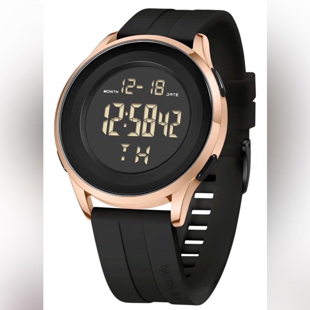 Men's Rose Gold Digital Waterproof Military Tactical Sports Minimalist Watches